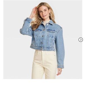 Women's Cropped Denim Jacket - Universal Thread™ Medium Wash